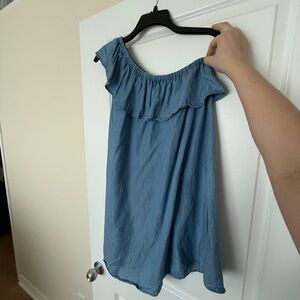 Denim one shoulder mini dress